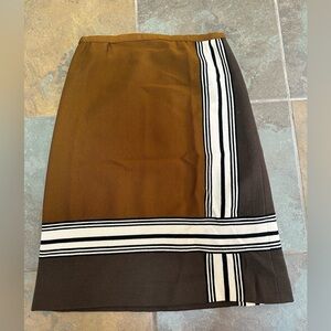 Vintage L.S. Ayres Womens Skirt MCM Art Deco Brown 100% Wool Midi Size 10